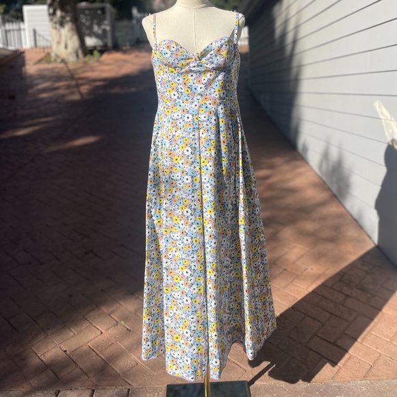 Agua by Agua Bendita Dresses & Skirts - Agua by Agua Bendita Mambo Pleated Floral Cotton-Poplin Midi Dress (Size: M)